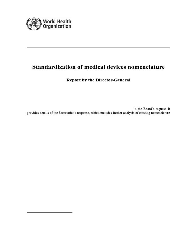Medical Devices Nomenclature Standardization | PDF | Medical Device ...