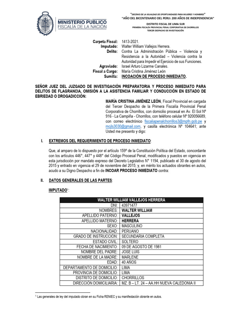 Proceso Inmediato por Violencia en Chorrillos | PDF | Castigos ...