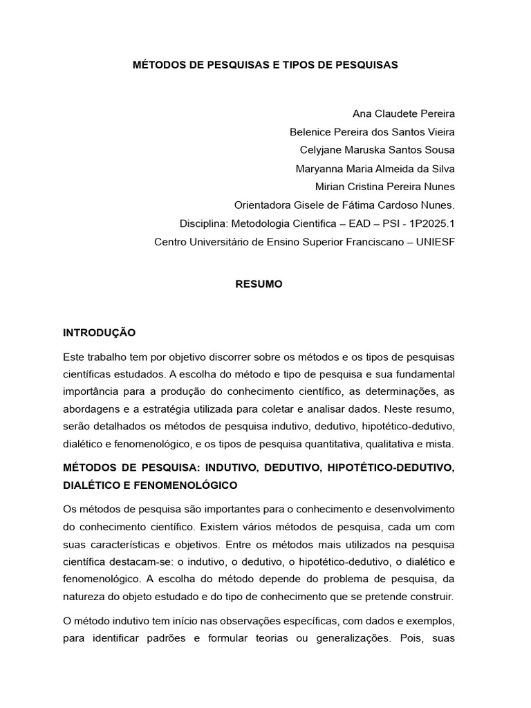Métodos e Tipos de Pesquisa Científica | PDF | Método científico | Science