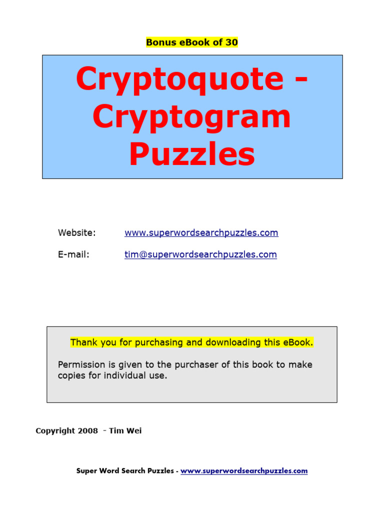Cryptoquote Puzzle Collection | PDF | Word Search | Cost Of Living