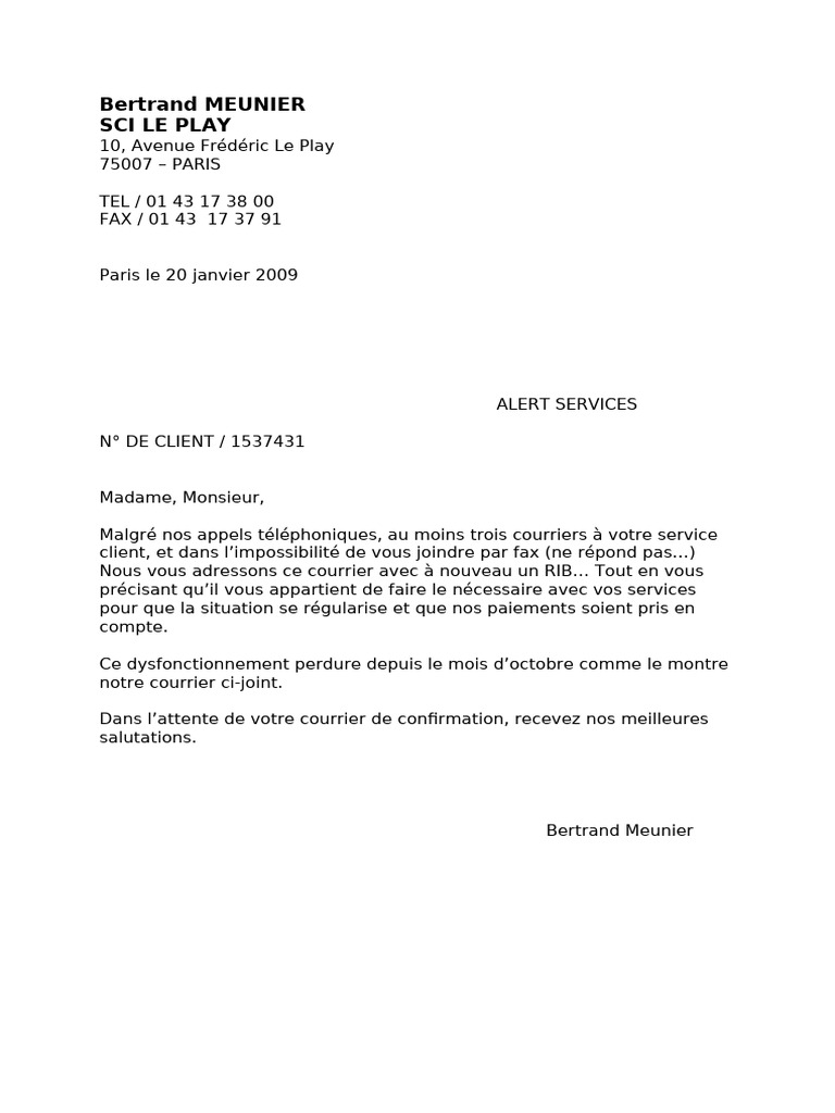 Problème de paiement avec ALERT SERVICES | PDF