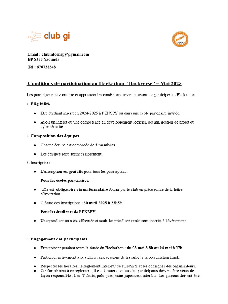 Conditions de participation Hackathon 2025 | PDF | Propriété intellectuelle