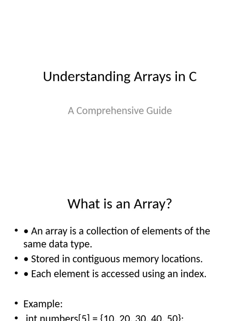 Arrays in C Presentation | PDF