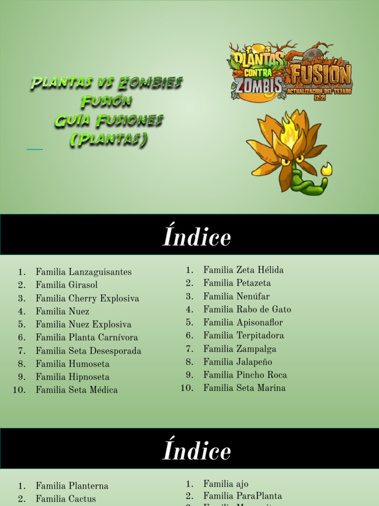 Plantas Vs Zombies Fusión Guía Fusiones Actualizado | PDF, image size:768x1024