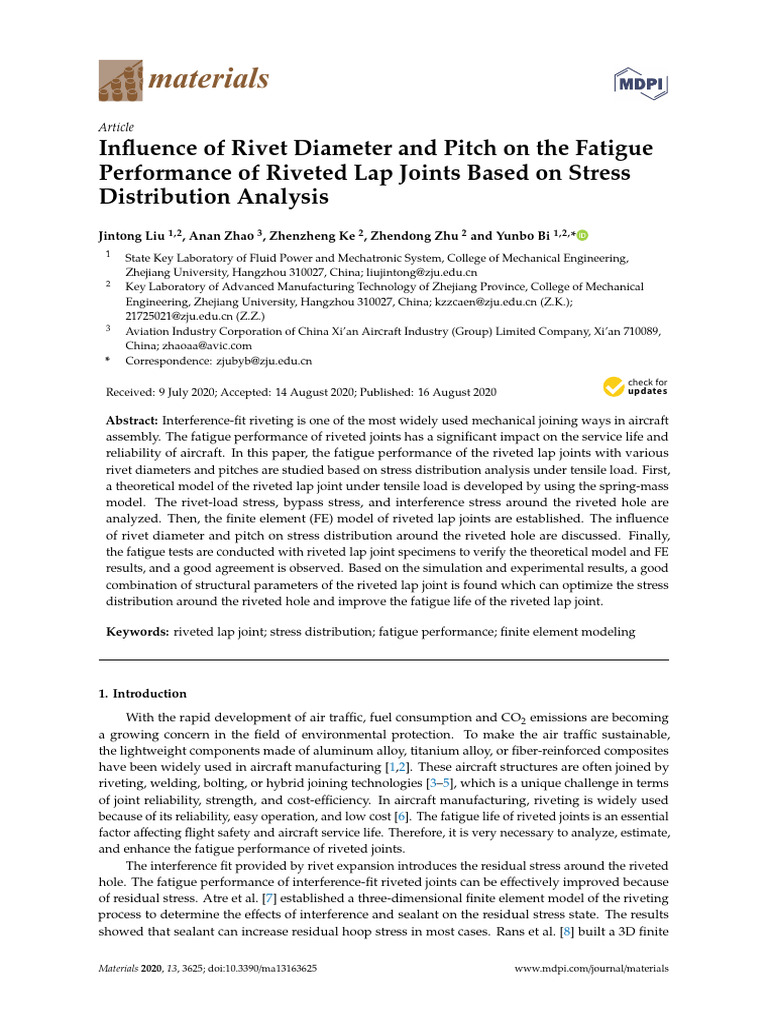 Rivet Diameter and Pitch Effects on Fatigue | PDF | Fatigue (Material ...