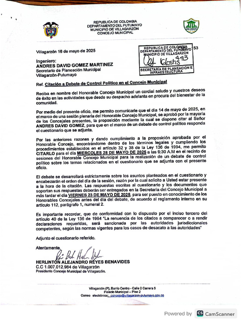 Oficio Control Politico | PDF