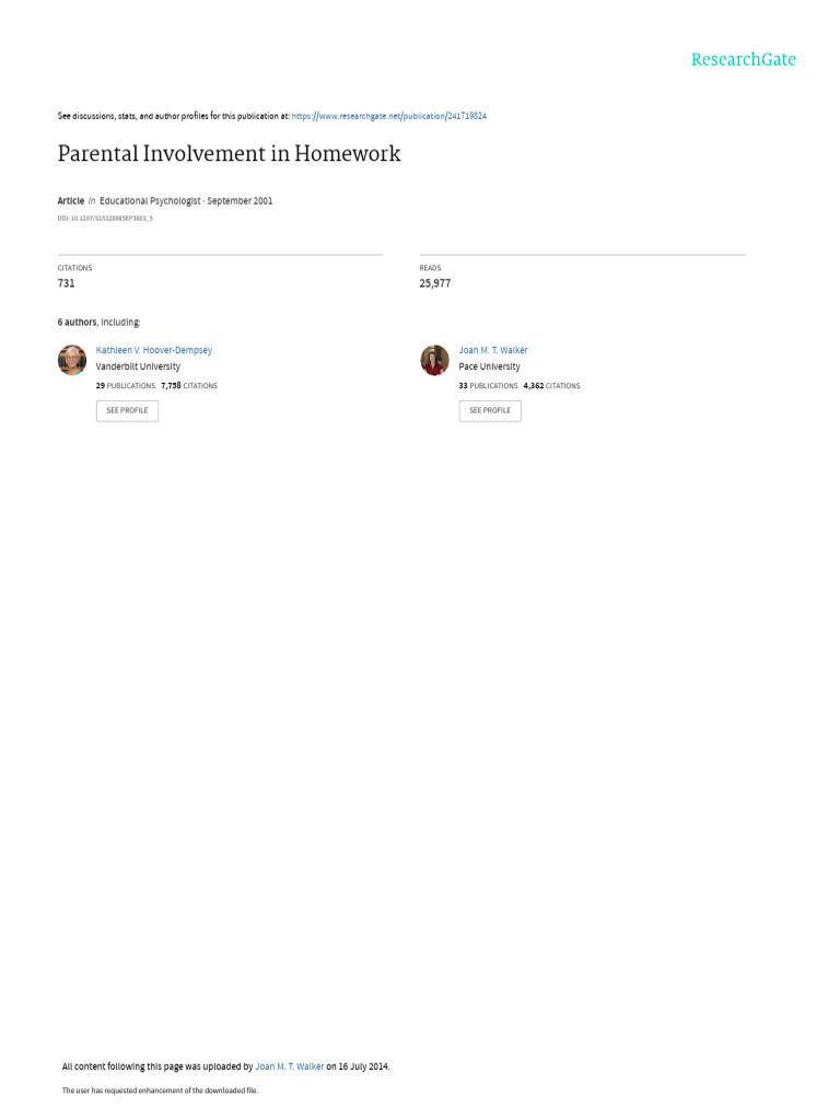 Parental Involvement in Homework Explained | PDF | Socioeconomic Status ...