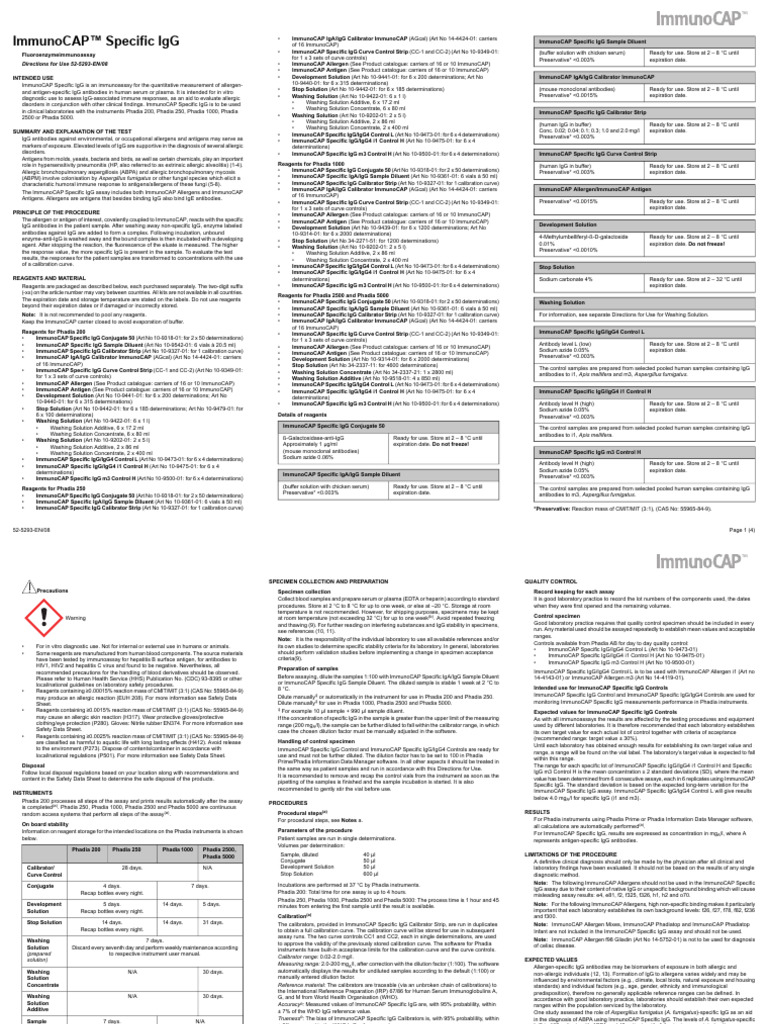 ImmunoCAP Specific IgG Assay Overview | PDF | Immunoglobulin G | Immunology