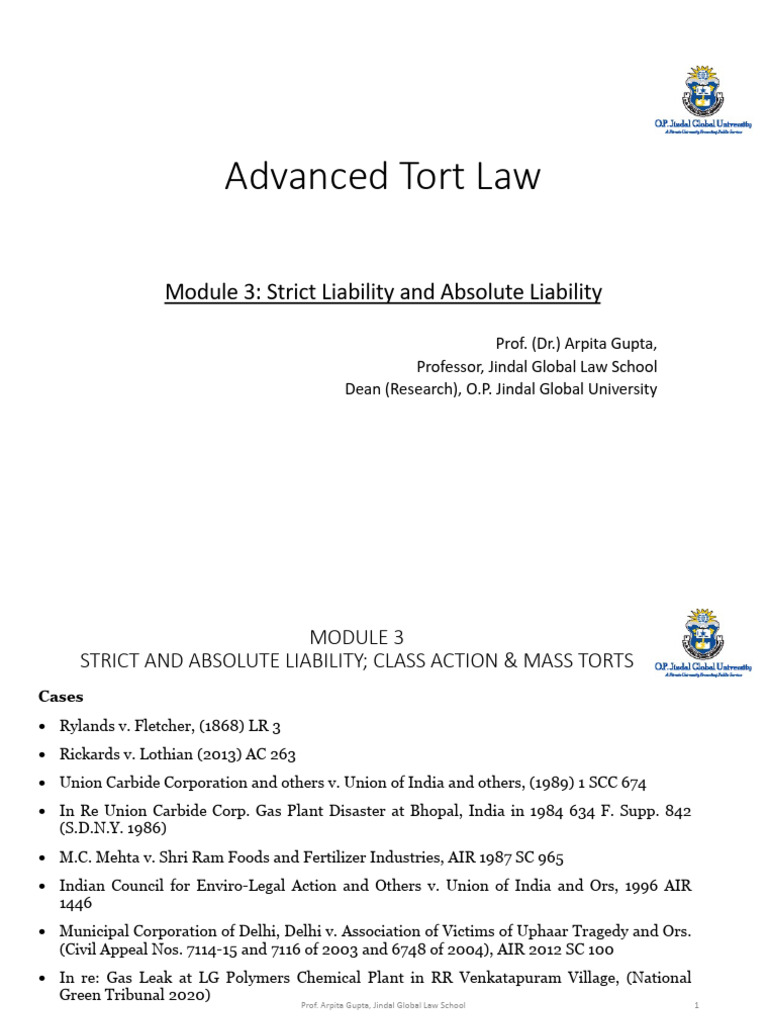 ATL Module 3 - Strict and Absolute Liability Class | PDF | Tort ...