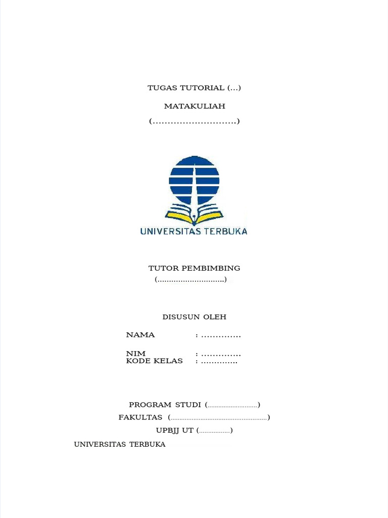 Contoh Cover Tugas Tutorial UT | PDF