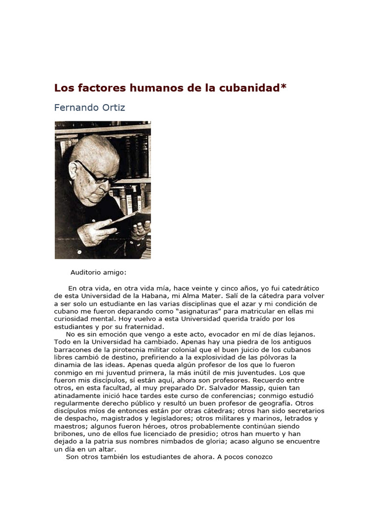Factores Humanos de la Cubanidad | PDF | Cuba | Raza (categorización ...