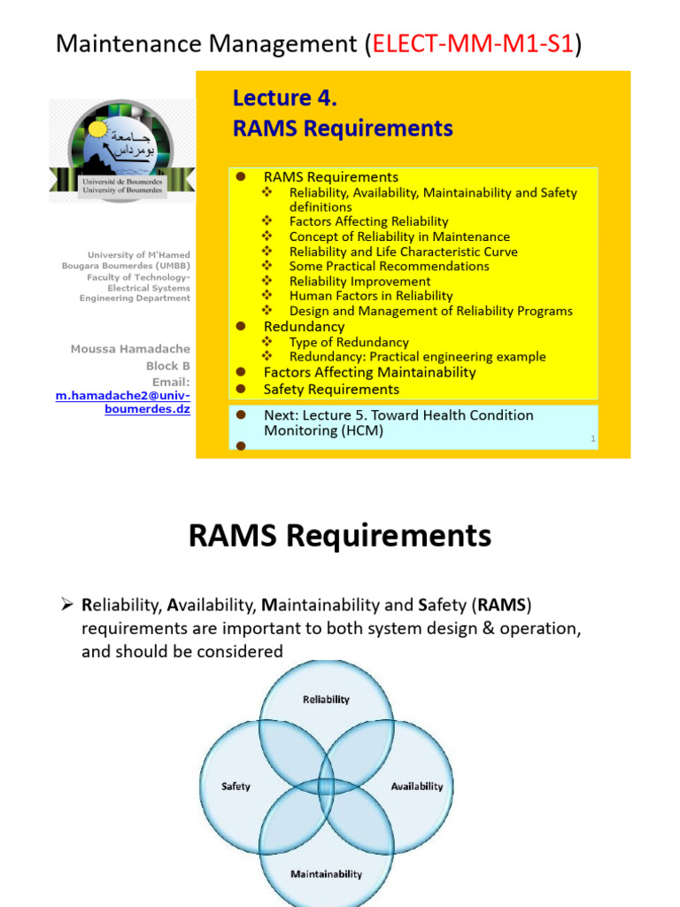 RAMS Requirements in Maintenance Management | PDF | Reliability ...