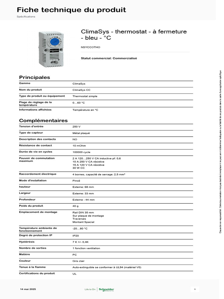 Thermostat ClimaSys CC 0-60 °C | PDF | Recyclage