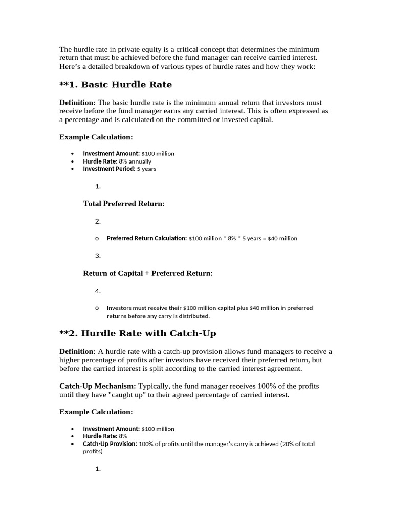 Hurdle Rate | PDF | Carried Interest | Interest