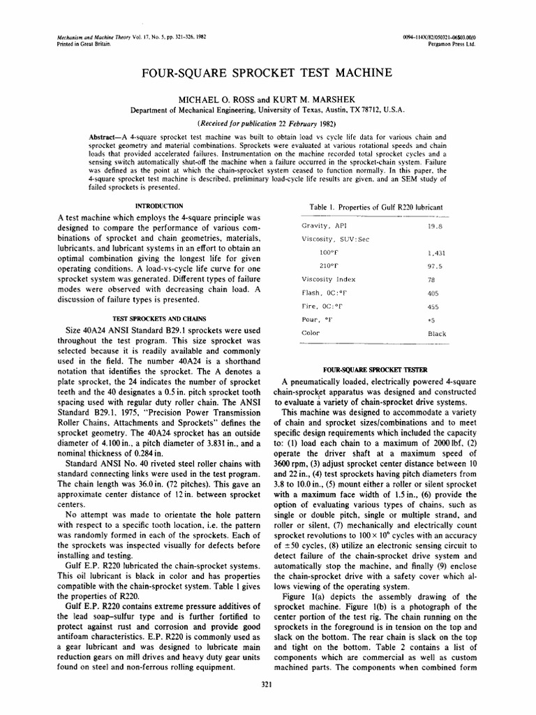Four-Square Sprocket Test Machine | PDF | Valve | Fracture