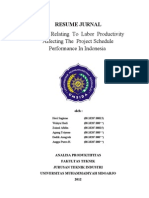 Resume Faktor Yang Berhubungan Dengan Produktivitas Tenaga Kerja Yang Mempengaruhi Jadwal Proyek Kinerja Di Indonesia