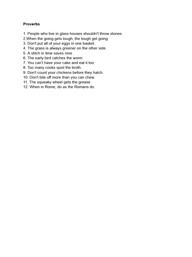 Common English Proverbs Explained | PDF