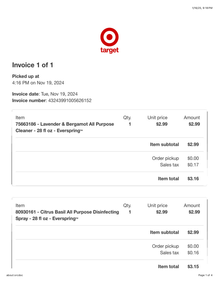 Invoice for Cleaning Products Purchase | PDF | Cleaning Products | Cleaning