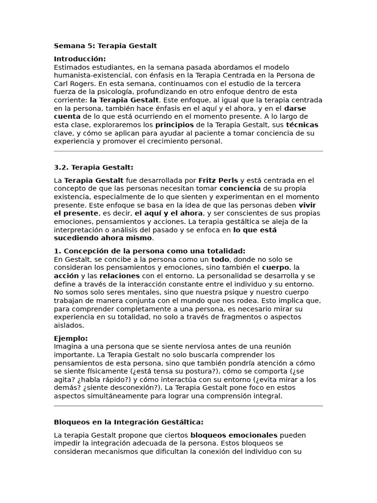 Semana 5 | PDF | Terapia Gestalt | Las emociones