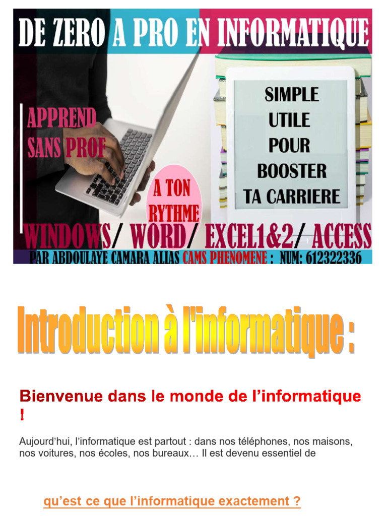 Initiation à l'informatique : Word & Excel | PDF | Microsoft Word ...