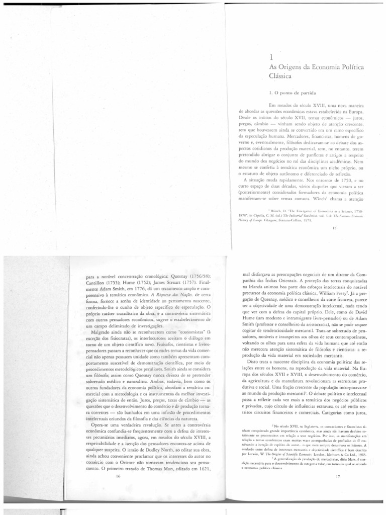 COUTINHO, M. C. As Origens Da Economia Política Clássica (Cap 1) - in ...