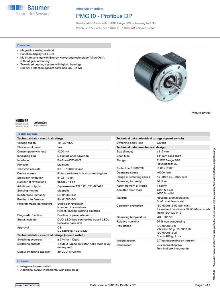 Baumer PMG10-Profibus-DP EN 20241114 DS | PDF | Parameter (Computer ...