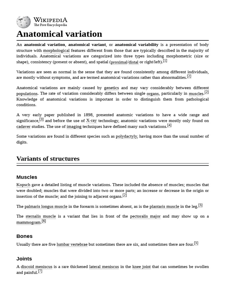 Understanding Anatomical Variations | PDF | Musculoskeletal System ...