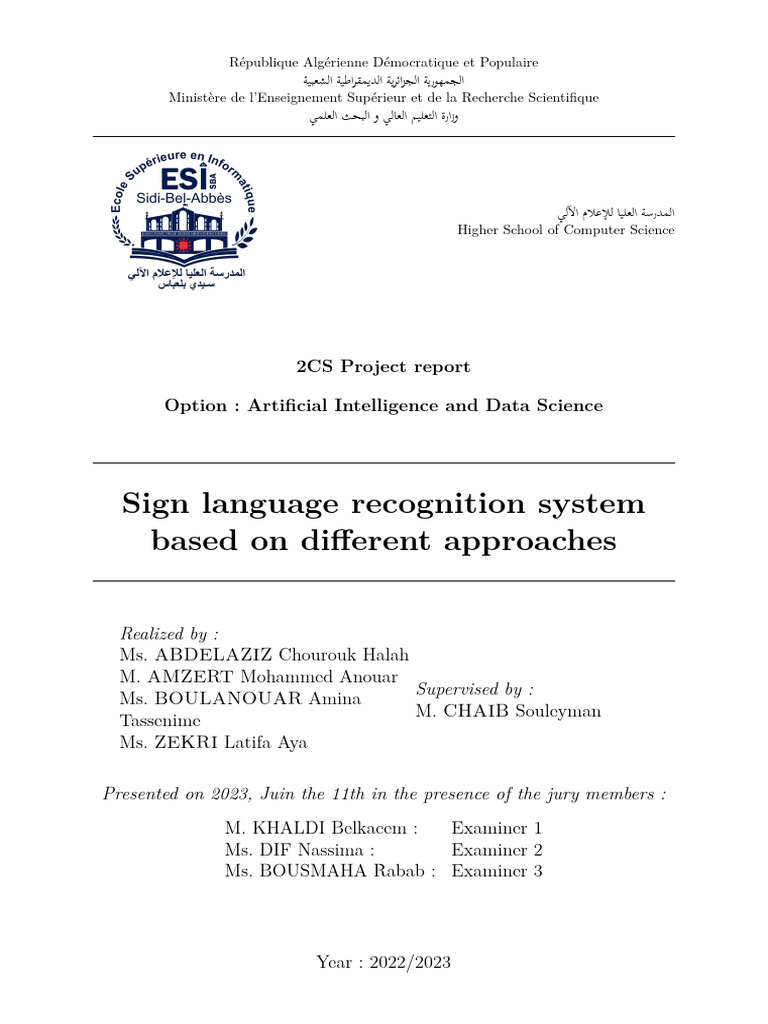 Sign Language Recognition System Report | PDF | Support Vector Machine ...