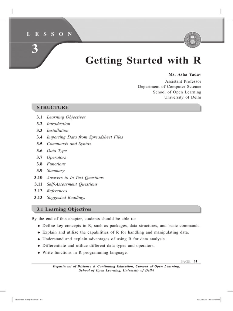 Introduction to R Programming Basics | PDF | Microsoft Excel | Data ...