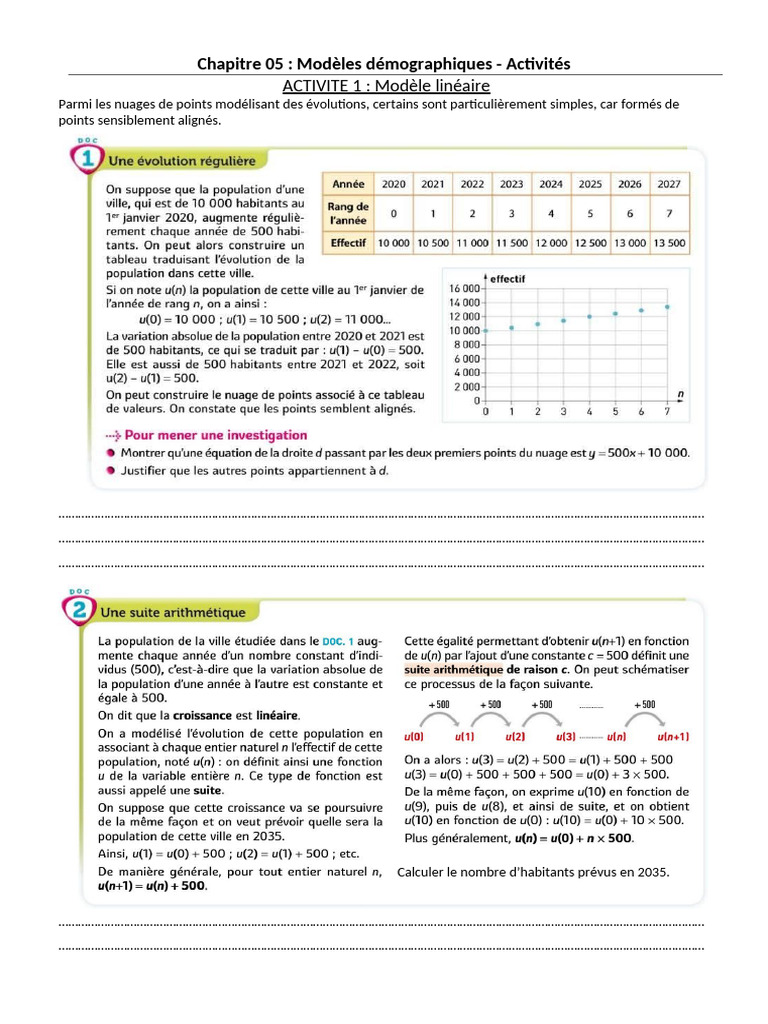Activité N°1 - Modèle - Linéaire | PDF