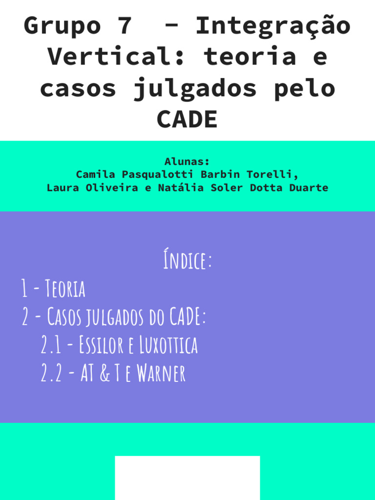 Integração Vertical: Teoria e Casos CADE | PDF