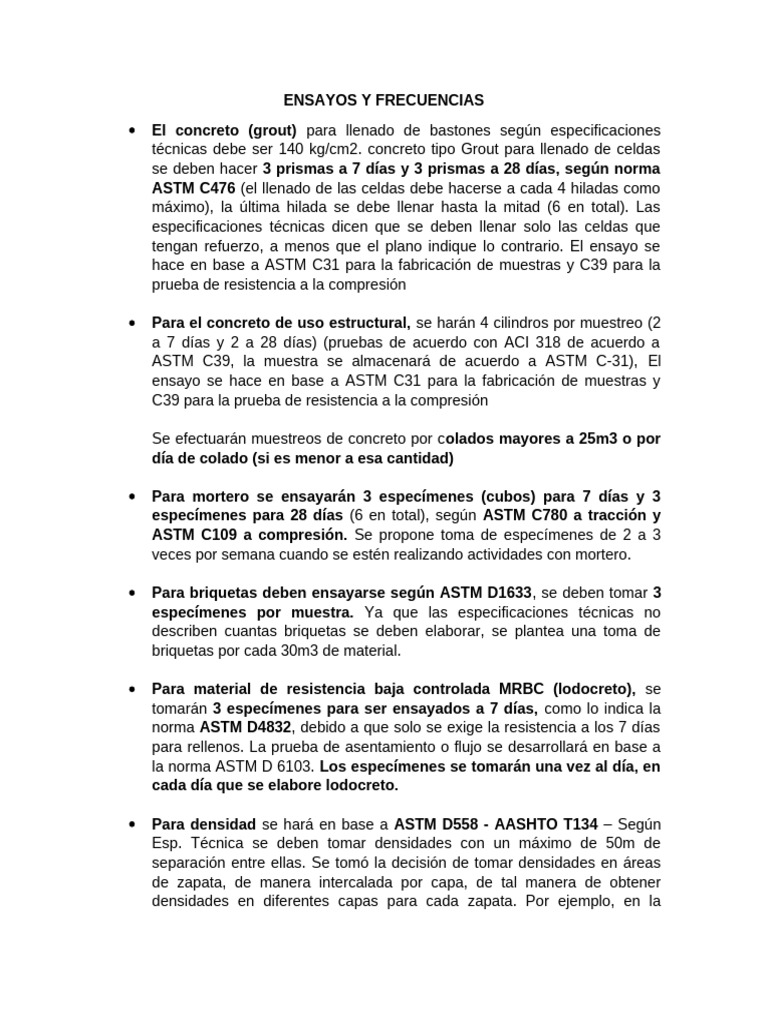 Muestreo de Concreto según ASTM D4832 | PDF | Hormigón | Materiales de ...