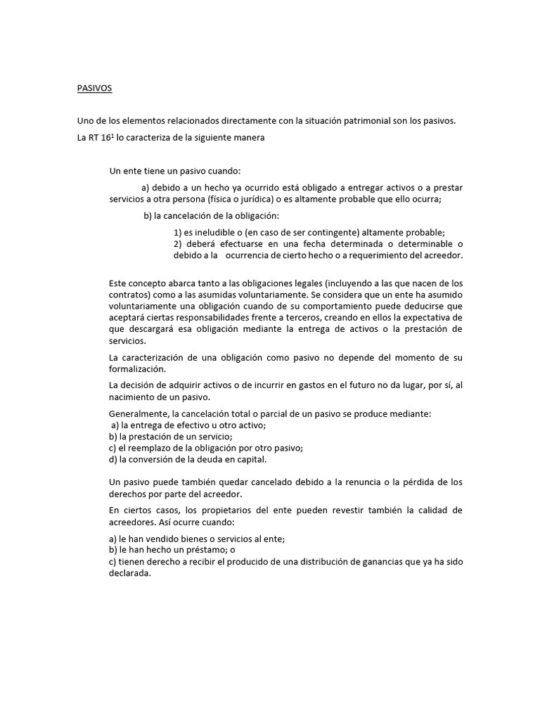 Pasivos RT16 | PDF