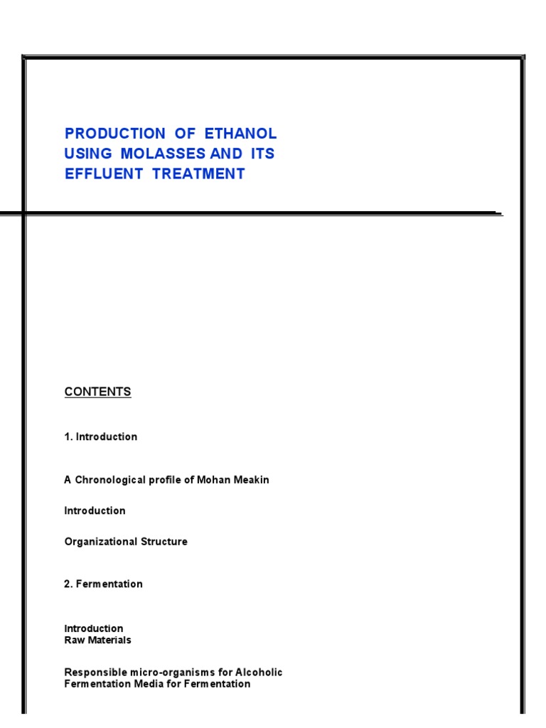 Production of Ethanol Using Molasses and Its Effluent Treatment | PDF ...