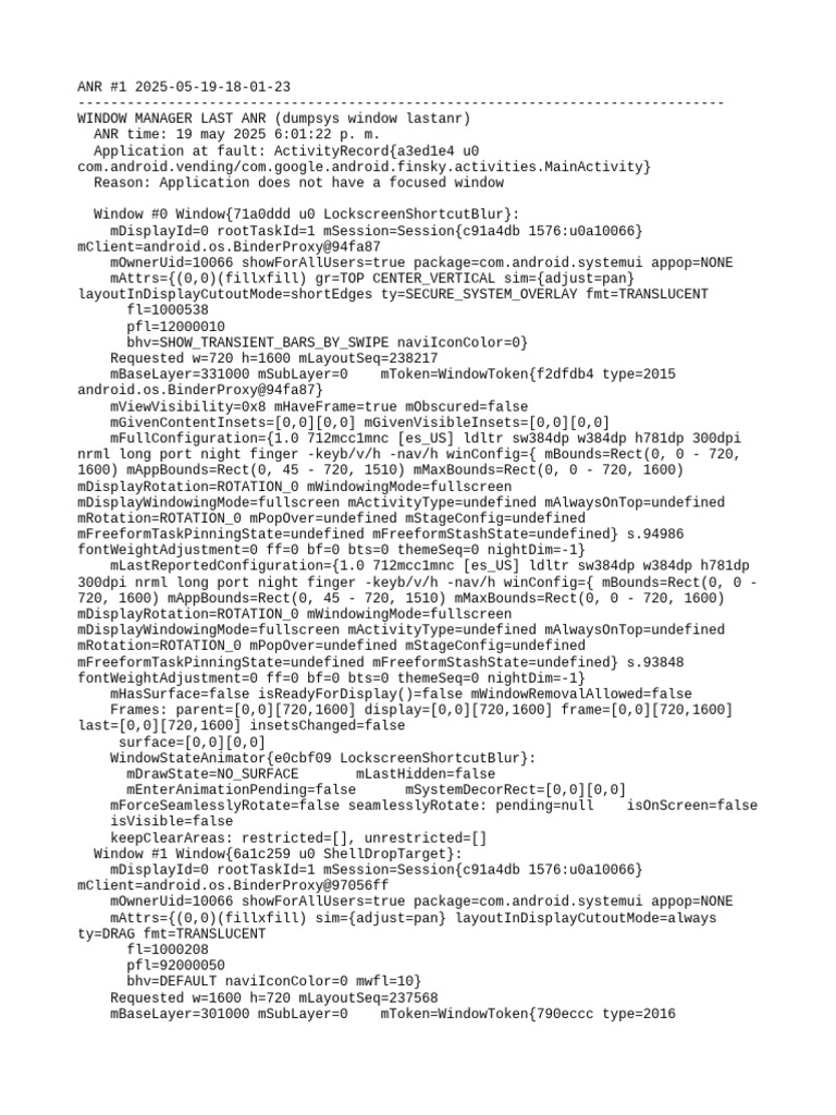 ANR Report: Android App Focus Issue | PDF | Android (Operating System ...