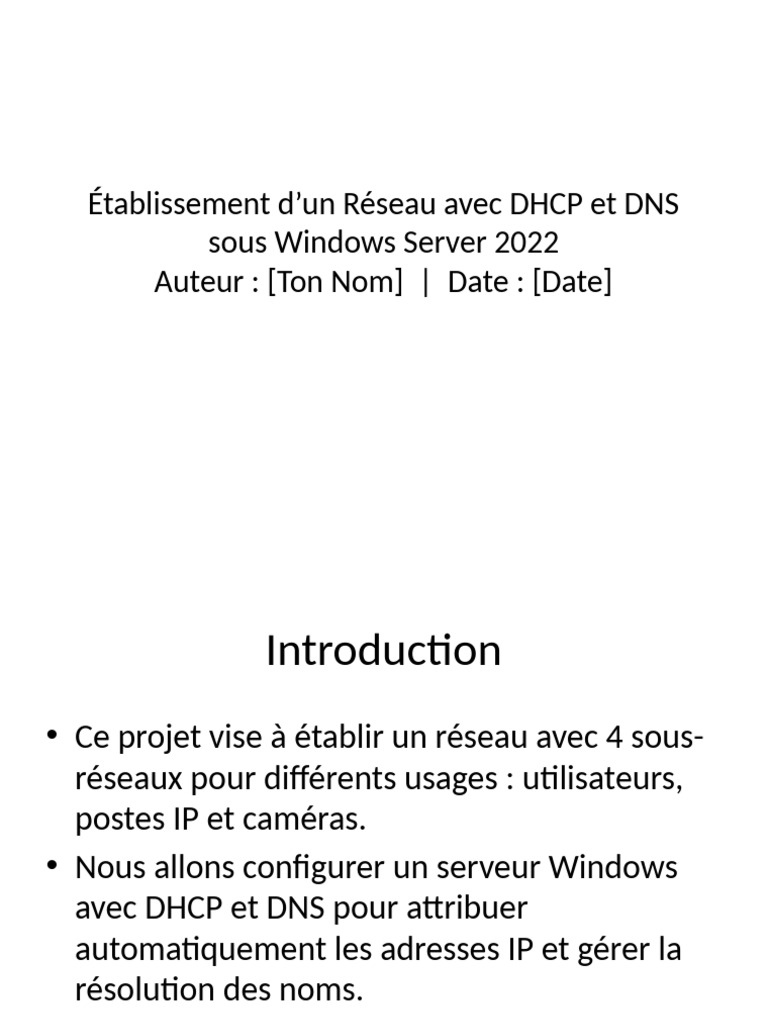 Réseau DHCP et DNS sous Windows 2022 | PDF | Système de noms de ...