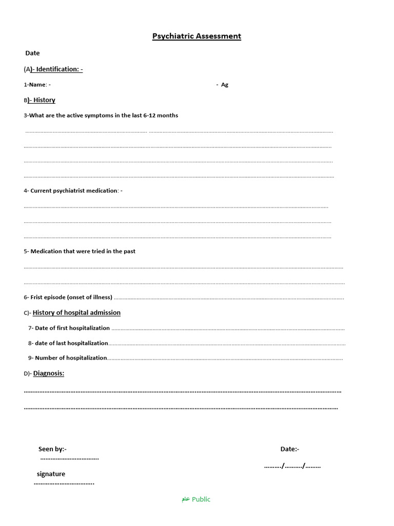 Psychiatric Assessment | PDF
