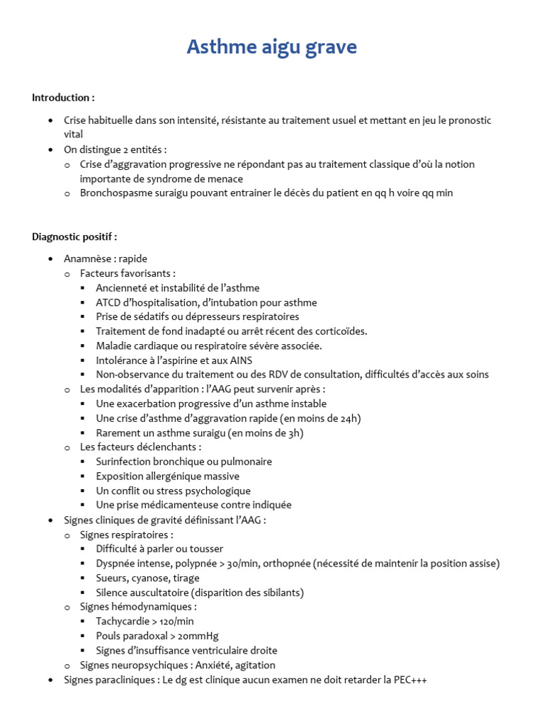 Item 08 - L'Asthme Aigu Grave | PDF | Asthme | Pneumologie