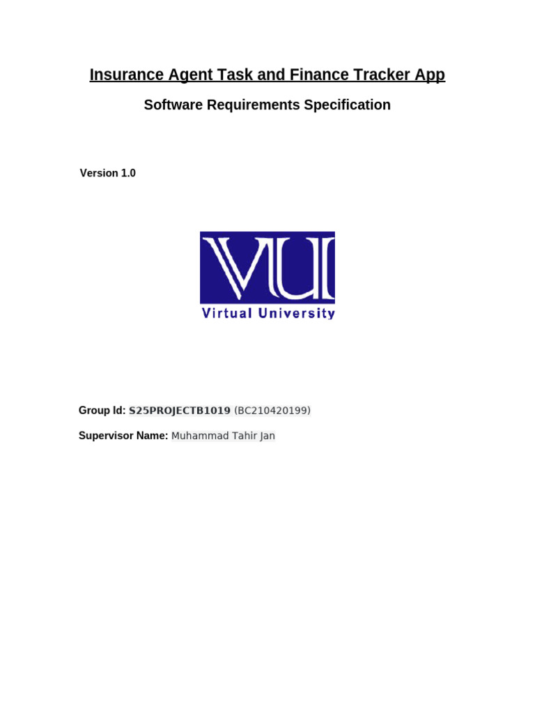 Insurance Agent Task Tracker App SRS | PDF | Software Development ...