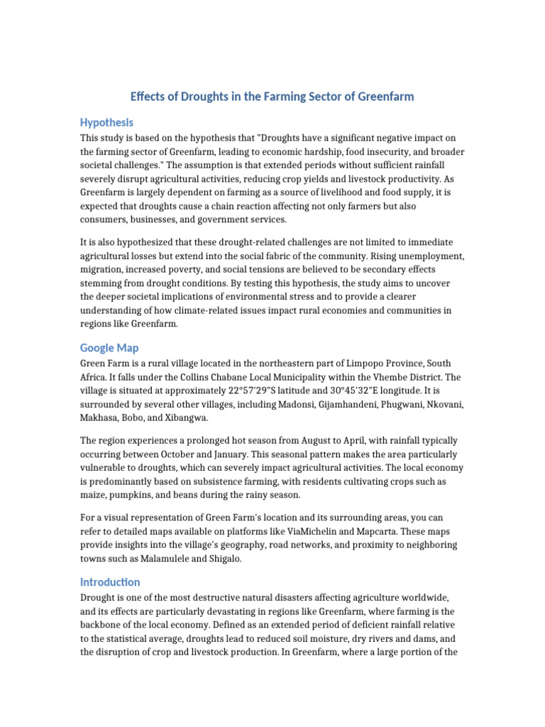 Drought Impact on Greenfarm Agriculture | PDF | Cost Of Living ...