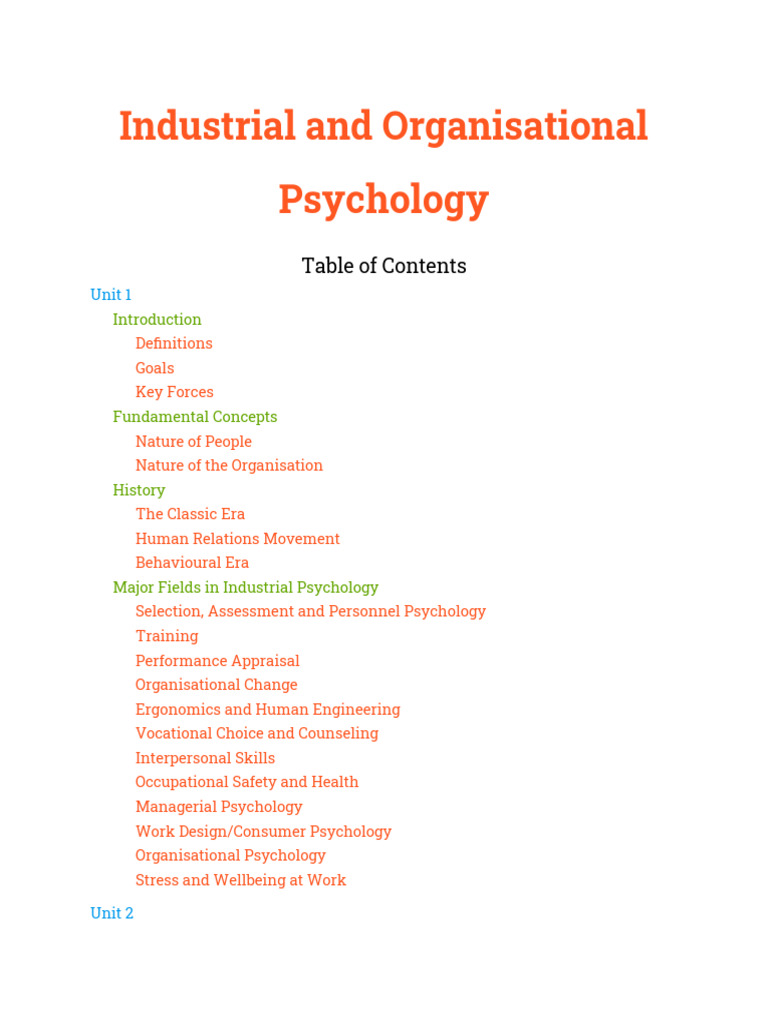 Industrial and Organizational Psychology Guide | PDF | Job Satisfaction ...