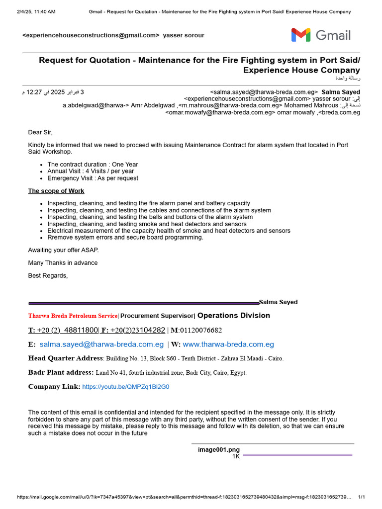 Fire Fighting System Maintenance RFQ | PDF