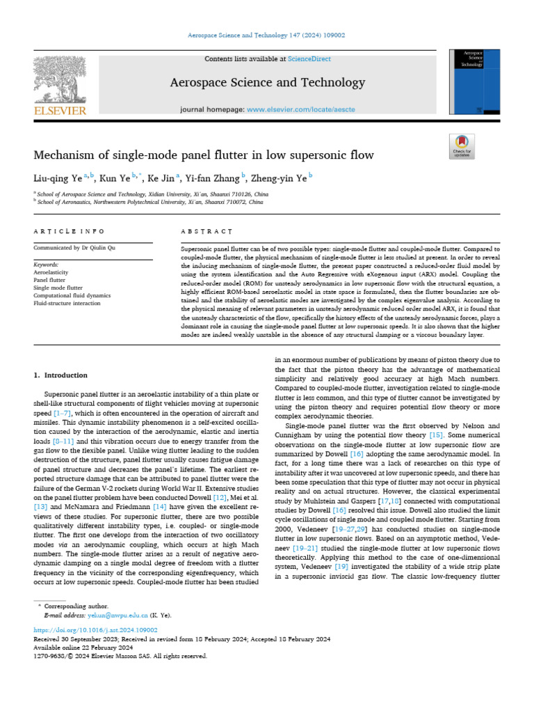 Dr. Shinde - Mechanism of Single-Mode Panel Flutter in Low Supersonic ...