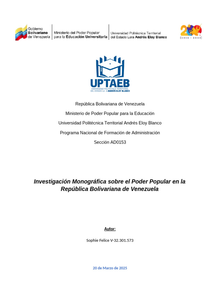 Trabajo Sobre El Poder Popular | PDF | Democracia | Ideologías políticas