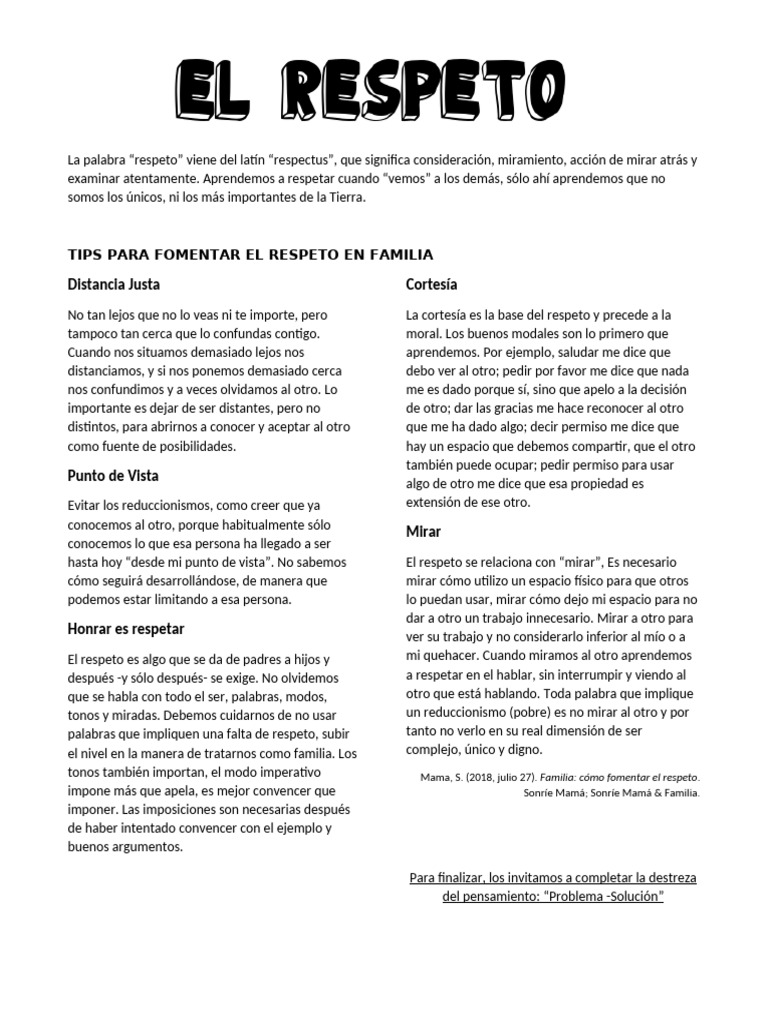 Fomentar el Respeto en la Familia | PDF