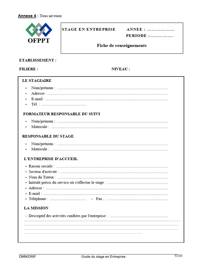 Guide du stage OFPPT 2025 | PDF