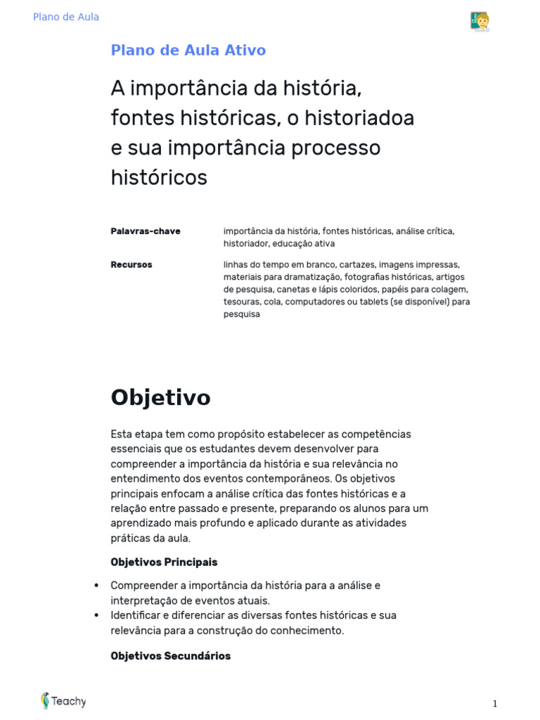 Importância das Fontes Históricas | PDF | Conhecimento | Aprendizado