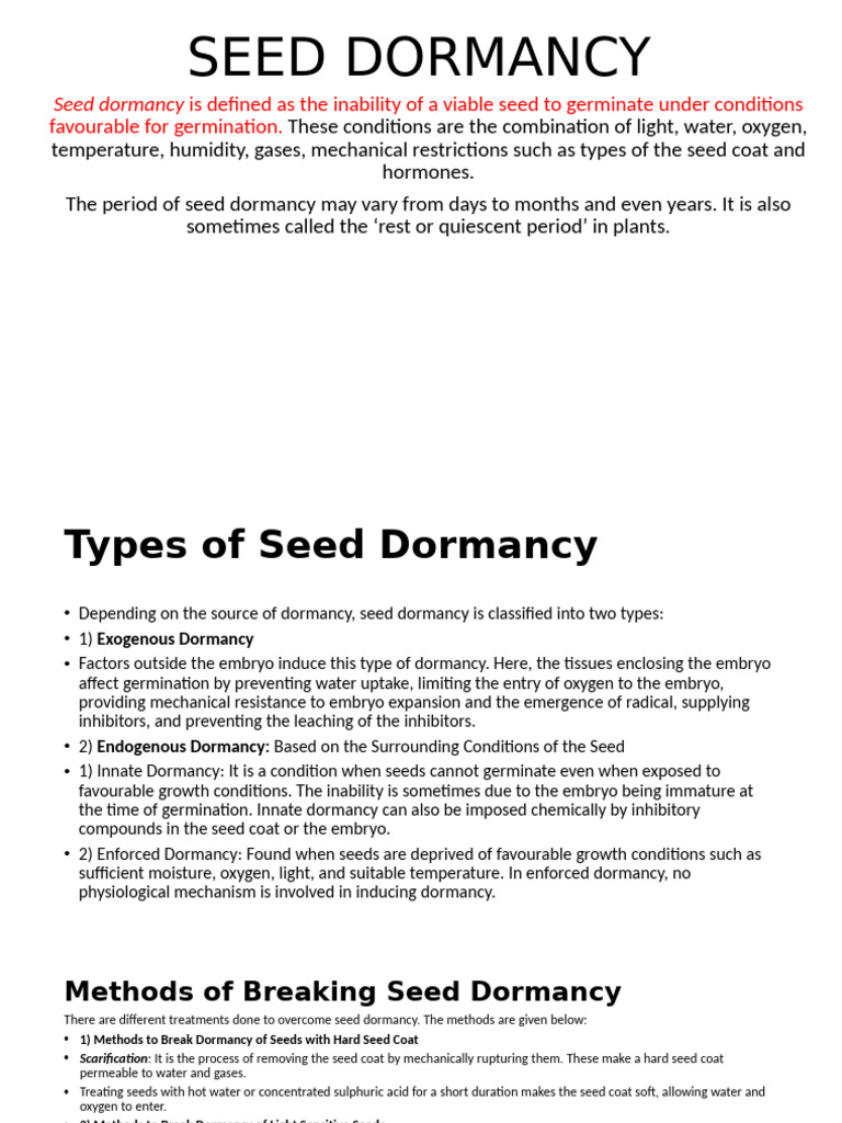 Understanding Seed Dormancy Types | PDF | Seed | Germination