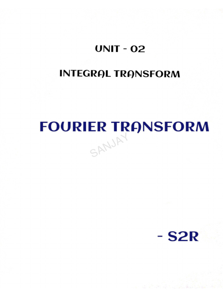 Fourier Integral (S2R) Notes | PDF