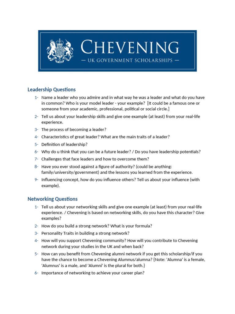 Leadership and Networking Insights for Chevening | PDF | Leadership ...